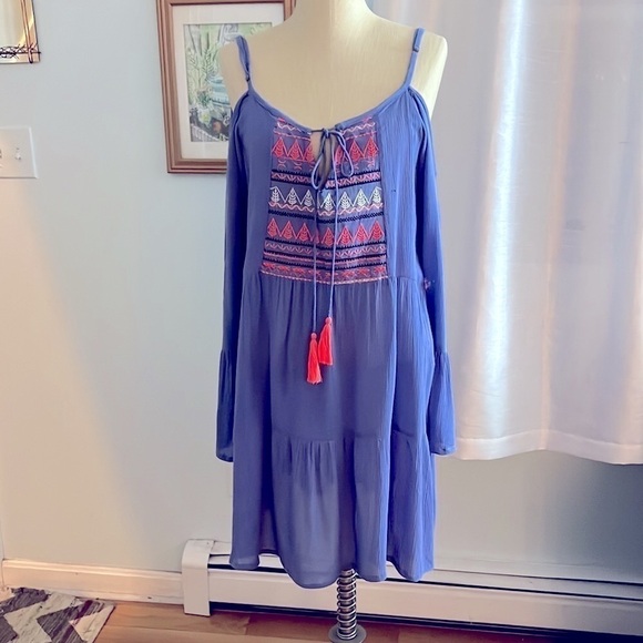JWLA Johnny Was Embroidered Cold Shoulder Dress size P XL - Picture 1 of 11